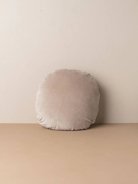 Linen Velvet Round Pillow Stone
