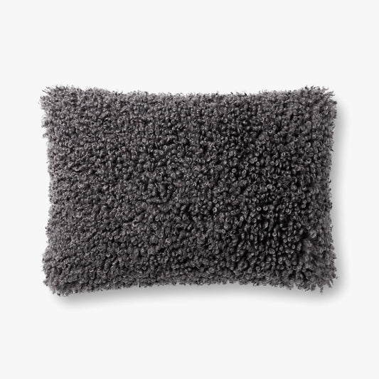 Imitation Sheep Faux Fur Throw Pillow – Charcoal